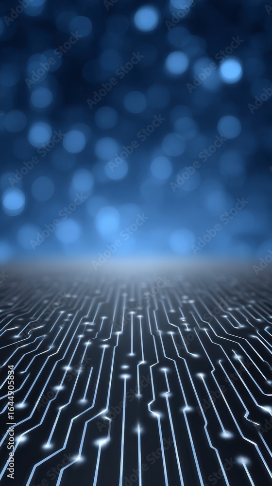 Aufkleber a detailed close up view of a complex electronic circuit board with vibrant glowing lights and intri