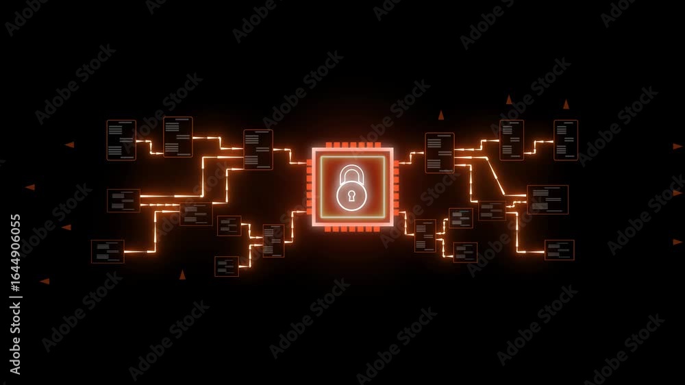 Poster secure data network cyber security system encryption technology digital lock firewall protection. se