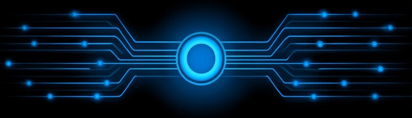 Abstract futuristic background with glowing neon lines radiant circles and digital energy flowing in a dark high tech cyberspace environment.