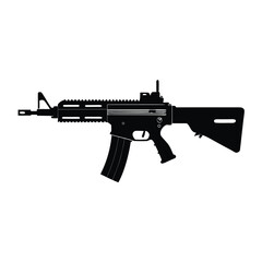 Licensed Silhouette: Assault Rifle Weapon Graphic - Military Arms Vector Illustration