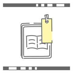 Minimal Tablet Device Icon with Open Book Symbol and Bookmark