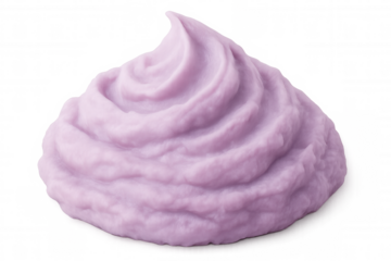 Creamy purple frosting swirling on a transparent background, perfect for adding a touch of sweetness to any project