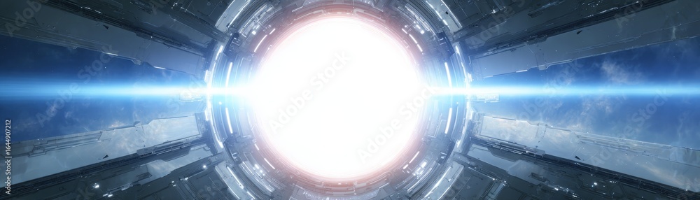 Poster this abstract visual features a solitary massive brilliant white circle a pure geometric shape creat