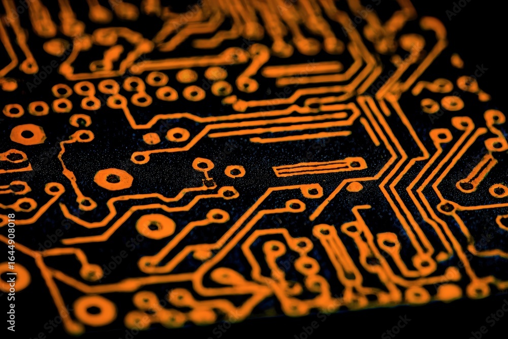 Poster x-default close-up of circuit board with orange traces