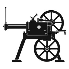 Black and White Illustration of a Vintage Machine Gun
