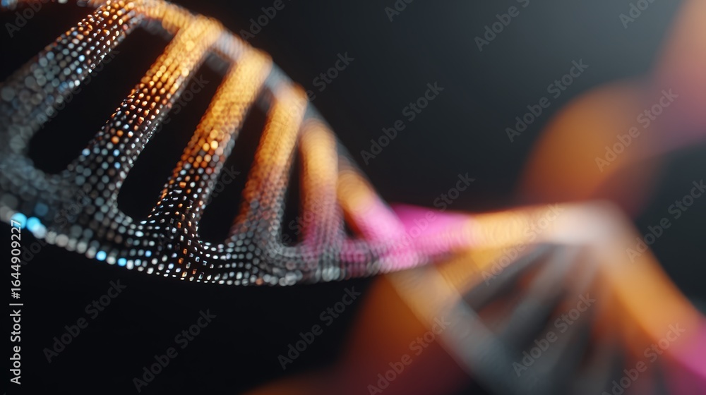 Poster exploring the intricate double helix structure of deoxyribonucleic acid and its role in genetics bio