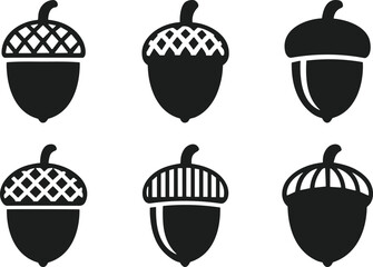 Acorn Silhouette Vector Set for Autumn and Thanksgiving Designs © MdImran