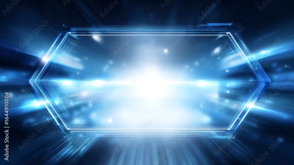 Aufkleber futuristic abstract blue light background with a glowing hexagon pattern a modern digital technology