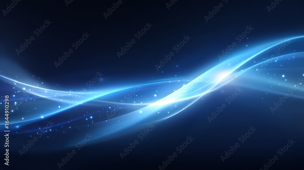 Poster futuristic abstract blue background featuring dynamic glowing lines of light energy creating a sense
