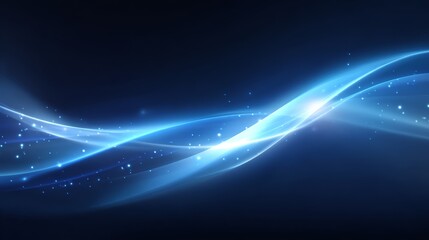 Naklejka premium Futuristic abstract blue background featuring dynamic glowing lines of light energy creating a sense of digital motion and technological visualization for modern presentations.