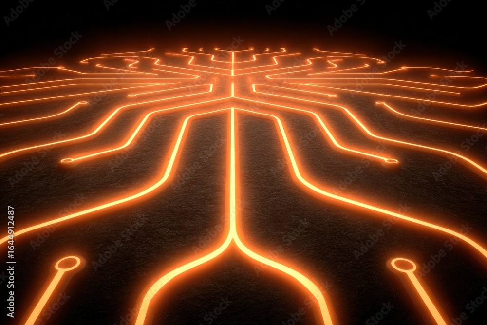Poster x-default abstract orange circuit board pattern