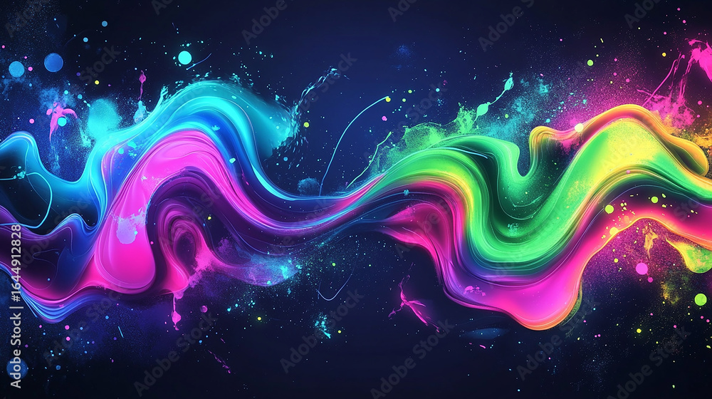 Wall mural a dynamic abstract design with vibrant, flowing splashes of paint. the image features a beautiful co