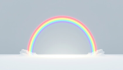 A vibrant rainbow arches across a serene sky, symbolizing hope and beauty in nature's palette.