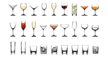 set of drinks  empty cocktail glass