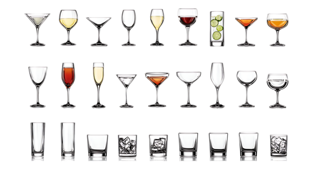 set of drinks  empty cocktail glass - Powered by Adobe