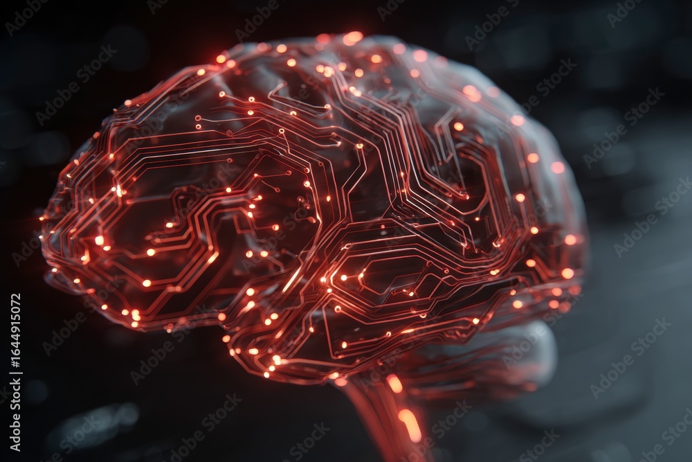 Poster x-default artificial intelligence brain circuit board