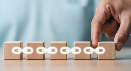 Businessman Holding Blockchain Text