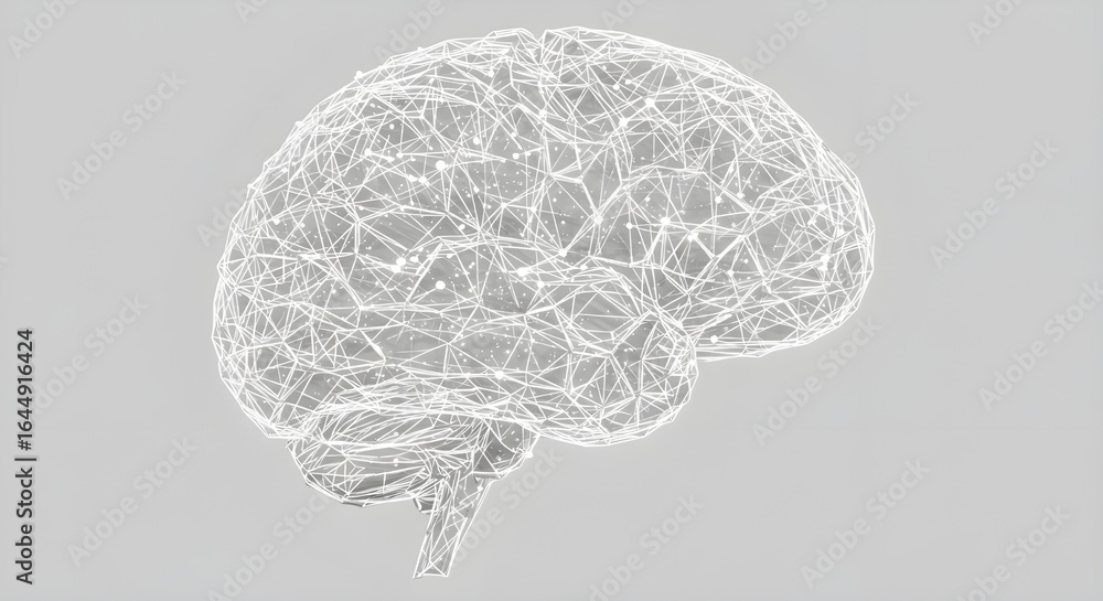 Poster brain network visualization | abstract mesh of neurons and neural connections for neuroscience resea