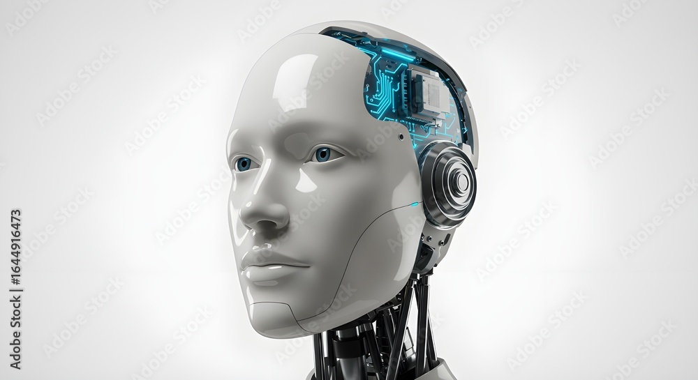 Poster android head and shoulders portrait | futuristic artificial intelligence concept for technology, rob