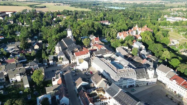 aerial view of the city glauchau in east germany horizontal 4k