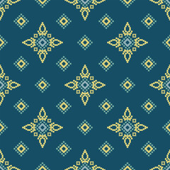 Seamless traditional ikat pattern in geometric and tribal-inspired design. Ideal for textiles, wallpapers, and ethnic-themed projects.