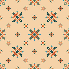Seamless traditional ikat pattern in geometric and tribal-inspired design. Ideal for textiles, wallpapers, and ethnic-themed projects.