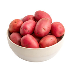 A ceramic bowl of washed red skin potatoes isolated on a transparent background png