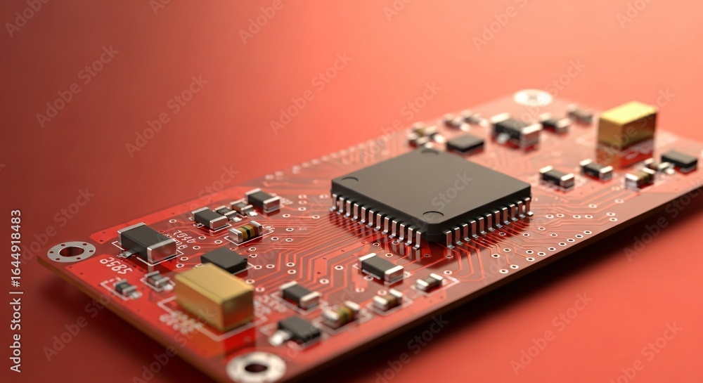 Poster advanced electronic circuit board with central processing chip