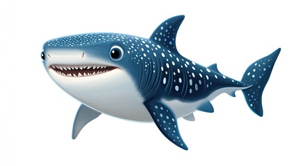 Obraz premium Cartoon whale shark illustration showcasing friendly sea animal and spotted pattern design