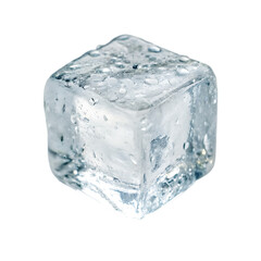 Obraz premium A single clear crystal ice cube for drinks isolated on a transparent background png