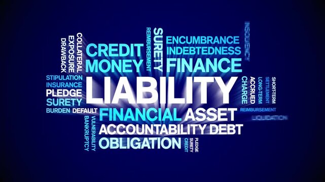 Liability animated word cloud-text design animation tag kinetic typography seamless loop.