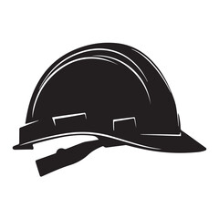 Glossy black hard hat on transparent background. Transparent background