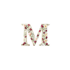 A beautiful floral letter M for wedding monograms isolated on a transparent background png