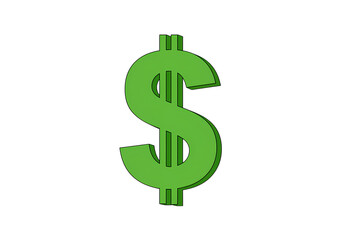 Obraz premium Green Pixelated Dollar Sign on Black Background isolated on transparent background