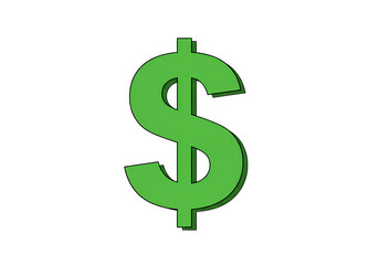 Obraz premium Green Dollar Sign Finance Money Currency Wealth Prosperity Symbol isolated on transparent background