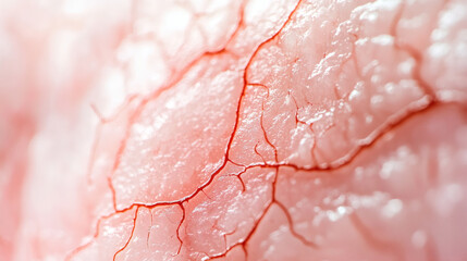 Close-up view of capillaries in tissue.
