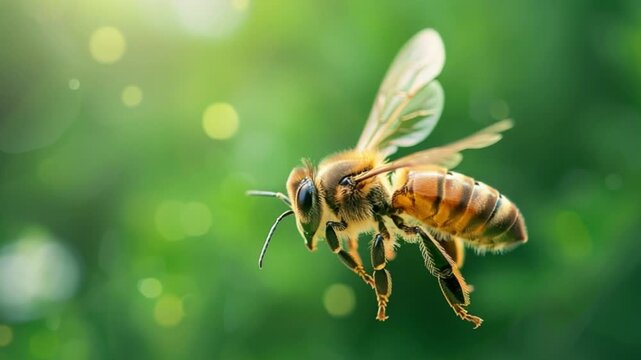 honey bee hovering in air isolated on green screen 4K Videos