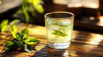 mojito cocktail on wood table