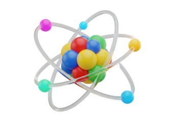Colorful Atomic Model with Electron Orbits Isolated on a Black Background Showing Science Education Concept