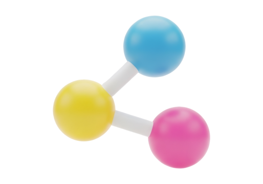 Colorful Molecular Structure with Spheres on Transparent Background Illustration of Scientific Model for Medical or Educational Purposes