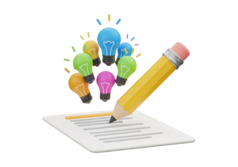 Conceptual Idea Pencil Drawing on Paper with Multiple Colorful Light Bulbs Glowing with Creative Ideas on a Dark Background