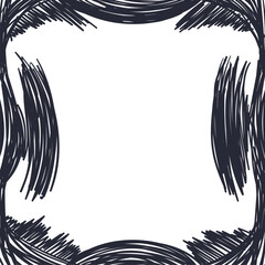The eerie, dark frame consists of hatched, protruding masses that resemble headphones.
