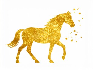 Fototapeta premium 金箔風の馬 干支午 豪華な和風年賀状デザイン