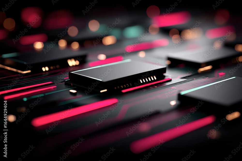 Aufkleber x-default abstract technology background with glowing lines and black circuit boards