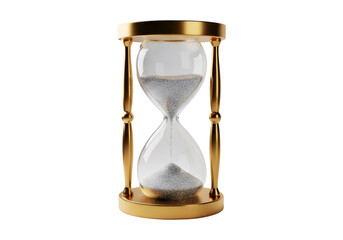 Elegant Gold Framed Hourglass with Silver Sand on Black Background Showing Concept of Time