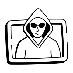A doodle style icon showing hacker
