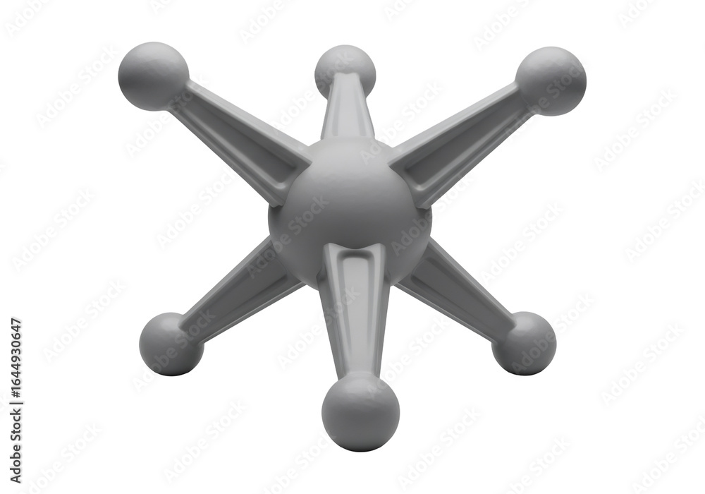 Poster geometric gray molecular structure on black background a three dimensional render