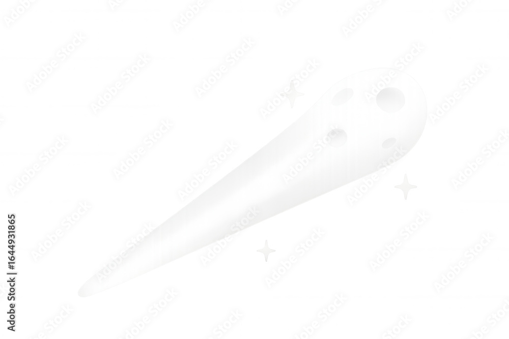 Poster bright white comet streaking across starry cosmic background, glowing luminous tail trailing behind 