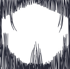 Texture or abstract frame in the form of hatched vertical masses or dense stripes. Some of the lines stick out like branches or grass.