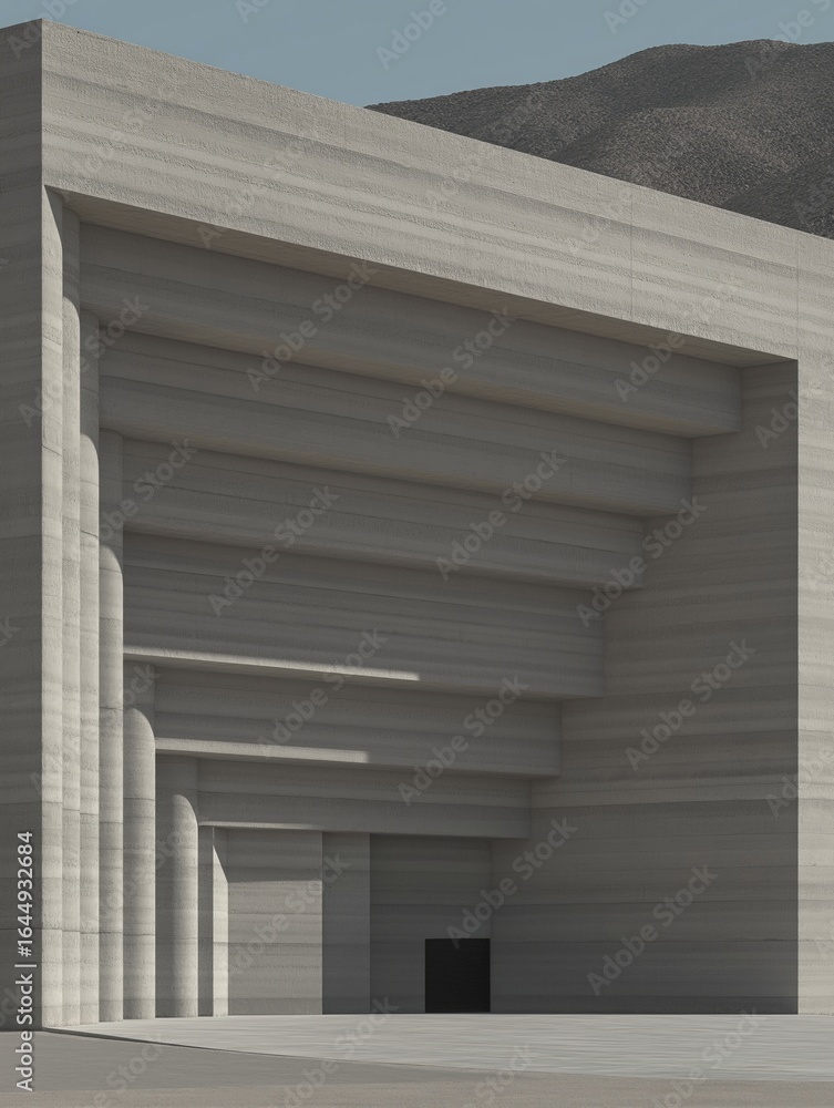 Aufkleber 3d rendering of a modern building with a minimalist design. the building is made of concrete and has